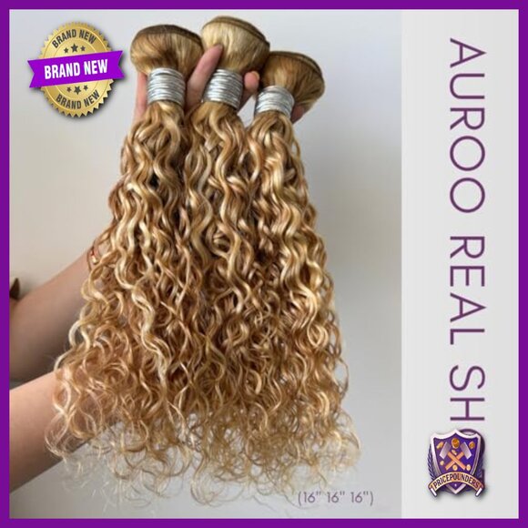 Human Hair Extensions 100% Brazilian 3 Bundles Water Wave 12-16 Inch